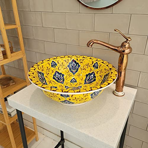 Handmade Bathroom Sink, Moroccan Style Basin, Hand painted kitchen round vessel washbasin, Basin, Unique bathroom, Bathroom Remodeling Sink