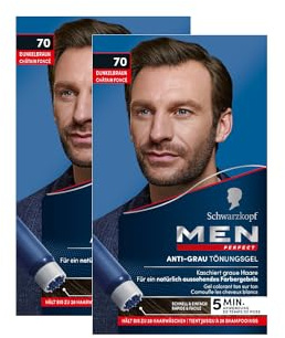 Men Perfect Anti-Grau Tönungs-Gel 70 Dunkelbraun (2x 80 ml), Haarfarbe für Männer blendet graue Haare aus, Anti-Grau Tönung für ein natürlich aussehendes Ergebnis
