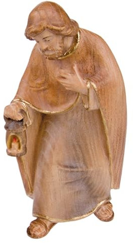 Fritz Cox Krippenfiguren aus Holz - Heilige Familie | Maria Josef und Jesuskind | geschnitzt aus Eschenholz | mit Wasserfarben handbemalt | hergestellt in der EU | natürliche Farbtöne | 15 cm (Josef)