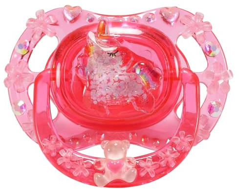 CutiePlusU Erwachsene Größe Schnuller Dummy für Erwachsene DIY Handgemachte-Einhorn Kristall Rosa