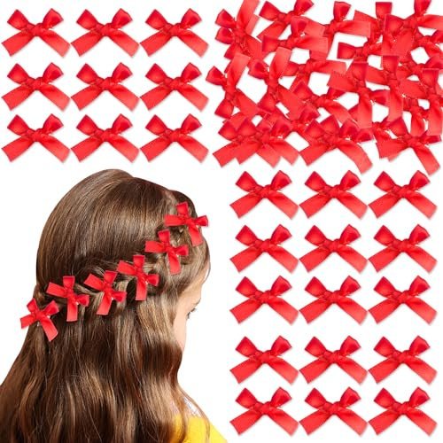 50Pcs Hair Clips Red Hairbows for Mini Toddler Girls Baby Styling