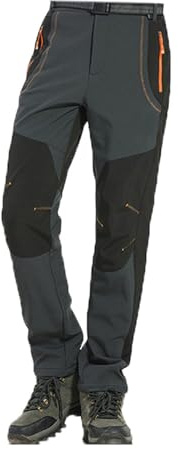 SHINROAD Pantalon d'escalade avec poche zippée - Taille élastique - Pantalon d'extérieur pour homme - Poches sportives, gris, M