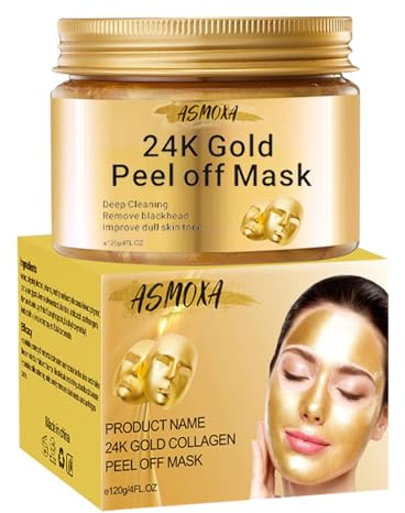 Gireatick 24K Gold Peel Off Gesichtsmasken, Anti Falten Anti Aging Gesichtsmaske, Tiefenreinigung der Haut, Ölkontrolle, Schrumpfen der Poren, Reinigung von Akne, Hautpflege Gesichtslifting Straffende
