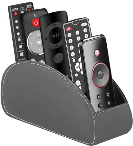 WIYETY Fjärrkontrollhållare med 5 fickor: fjärrkontrollsorganisatör, skrivbordsorganisatör, skrivbordsorganisatör, anteckningsböcker, brevpapper, pennor, telefon