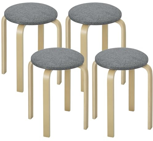 HOMCOM Esszimmerhocker 4er Set Stapelhocker für Esszimmer Grau