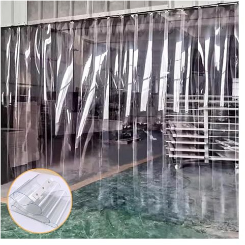 Kit de Cortina de Tiras de PVC Industrial, Impermeable, Transparente, para Tiendas, fábricas y garajes, fácil de Instalar, Transparente, 75 x 200 cm (29,53 x 78,74 Pulgadas).