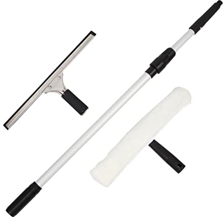 Yardenfun Telescopic Window Squeegee Cleaning Set with 1.2m Extendable Pole Detachable Glass Scraper and Water Applicator Long Handle Window Cleaner for Home