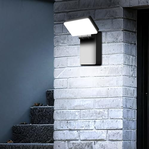 Kingwen Applique LED da Parete Esterno 40W 6000K Orientabile 360° Nero | IP65 Corpo in alluminio pressofuso con diffusore in PC, ideale per ingresso, terrazza, giardino, balcone, garage e scale.