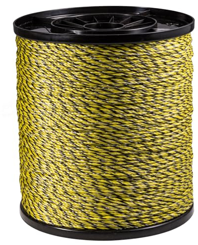 FarmNix Cuerda para Cerca Eléctrica 500m, 3,0mm, 9 Hilos de Acero Inox & 33 Fibras PE, Negro-Amarillo, Para Caballos, Ganado, Cabras, Perros y Protección de Cultivos