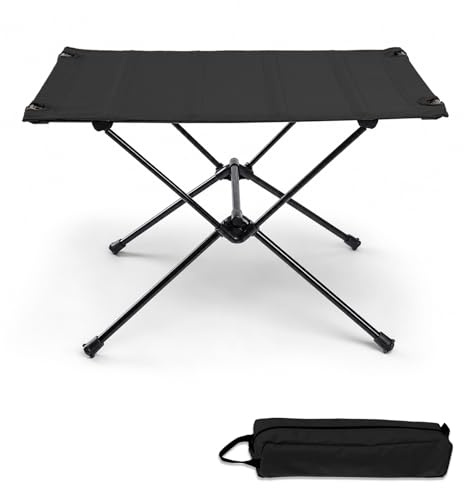 YuLiMirich Fällbart campingbord vikbart, campingbord fällbord med bärväska, ultralätt fällbord, litet bord utomhus ultralätt för fiske vandring utomhus (svart)