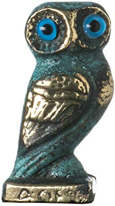 Vackra grekiska statyer Uggla av Aten visdom brons skulptur antik grekisk grön-guld handgjord 3,5 cm