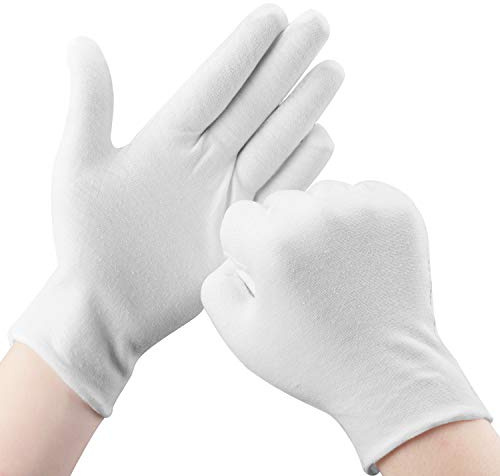 SLWJAXGT OKAM – Lot de 30 gants en coton blanc pour mains sèches, hydratant, eczéma, gants en coton résistants au rétrécissement pour homme et femme, gants en tissu extensible pour pièces de monnaie,