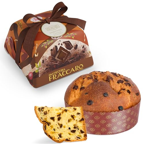 Panettone Artigianale al Cioccolato 750 gr Pasticceria Fraccaro 1932 - Panettone con Praline al Cioccolato, Senza Canditi e Uvetta, Impasto con Lievito Madre, MADE in ITALY - Linea Incarto Artigianale