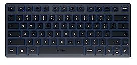 CHERRY KW 7100 MINI BT, Clavier compact multi-appareils avec trois canaux Bluetooth, Disposition EU (QWERTY), Design plat, étui de transport inclus, Slate Blue