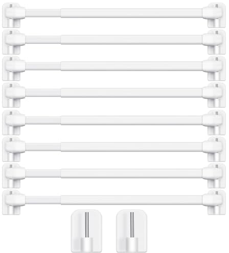 Jetec Bastone per Tenda Estensibile di Tensione Bastoncini per Tende con Ganci Adesivi Asta Regolabile per Tende Palo per Tende di Plastica per Porta Finestra Armadio, 40-70 cm(Bianco,8)
