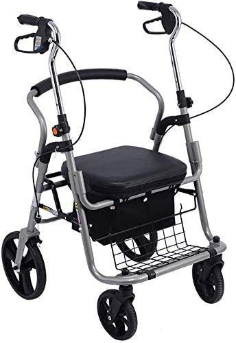 WDWDW Faltbarer Rollator mit Sitz und Rädern, Gehhilfen für medizinische Mobilität mit Doppelbremssystem, Gehgestell aus Leichter Aluminiumlegierung