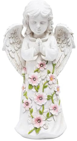 Statue D'ange Avec Lumières Solaires De Jardin Extérieur Figurines Décoratives Et 7 Lumières LED Figurine Féérique Solaire Cadeaux Peints À La Main For Décorations,Prière Maman,Grand-mère/tombe