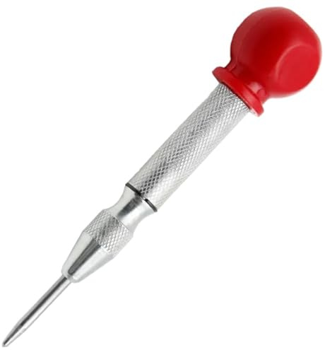 Punzón Central Automático Con Resorte Plateado, Herramienta For Romper Vidrios Y Perforar Ventanas, Con Ojal For Brocas, Ideal For Reparación De Automóviles Y Bricolaje.