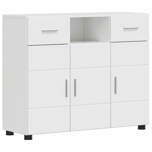 vidaXL Sideboard Vit högglans 88,5 x 30,5 x 73 cm Konstruerat trä, Rektangulär, modern, hållbar trämöbel för gott om förvaring, smart lösning för vardagsrummet, effektiv modulär organisatör