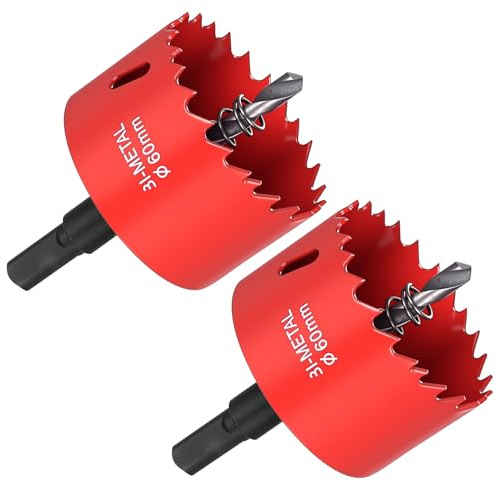 Hålsåg 60 mm, 2 st HSS M42 hålsågar i bi-metall för trä, universell hålcirkelsåg hålskärare, grenuttag borr 68 mm, hålfräs hålborr borrkrona för trä, gips plast (60 mm)