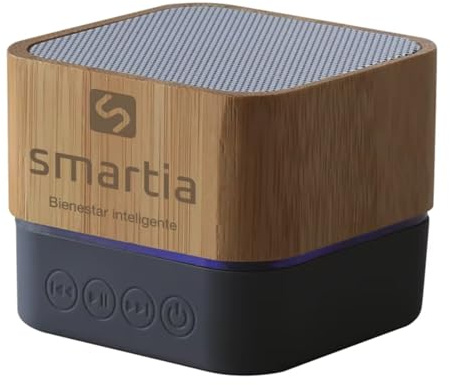 smartia – Mini Altavoz Bluetooth, Material de bambú Natural, Altavoz para Ordenador Elegante y pequeño, Sonido HiFi de Alta Gama, portátil y con batería +16H, Cable USB Incluido y Apto con Micro SD