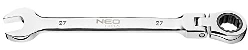 NEO TOOLS Clé à cliquet articulée taille 8-32 mm en acier CrV | Clé à fourche et clé polygonale à cliquet (taille 27 mm)