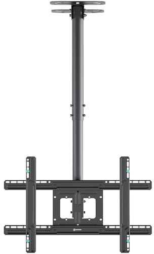 ONKRON Full Motion Ceiling TV Bracket for 32-80 Inch Screens up to 68,2 kg, Long Reach Ceiling Mount for TV VESA 100x100-600x400, Height Adjustable Television Bracket Swivel and Tilt Black N2L-B
