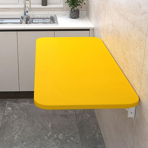 Scrivania da Parete Pieghevole in Legno, Tavolo A Scomparsa da Muro, Postazioni di Lavoro Galleggiante, Tavolo da Pranzo A Parete, Tavolo da Cucina, Scrivania Computer, Salvaspazio (Color : Yellow,