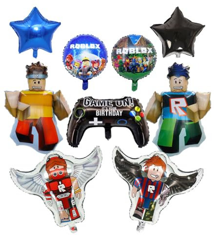 Lot de 9 ballons de jeu en aluminium pour décoration de fête d'anniversaire garçon