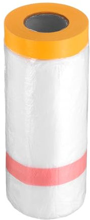 sourcing map Película de enmascaramiento presellada, 43.3 pulgadas x 250 pies, cinta adhesiva doble y pintores de cortinas, película de tela de plástico con cinta de plástico para cubrir pintura