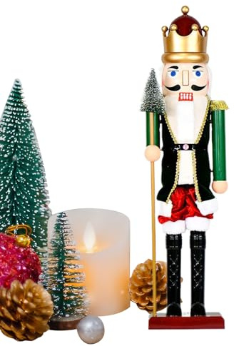Figuras de cascanueces - Figura de cascanueces de soldado de 40 cm, decoración navideña con iluminación y música para vitrina, mesa de comedor, cocina, dormitorio, sala de estar, fiesta, decoración