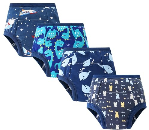 Happy Cherry Töpfchen-Trainingshosen Baby Kleinkind 4PCS Töpfchen Trainingsunterhosen Mädchen Jungen Baumwolle Windelhosen Wasserdicht Wiederverwendbar M/6-12 Monate