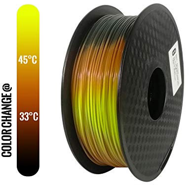 TOPZEAL 3D Drucker Filament PLA 1,75mm Farbe ändern durch Temperatur, Maßgenauigkeit +/- 0,05 mm, 1KG Spule für 3D Drucker und 3D Stift (schwarz zu orange zu gelb)