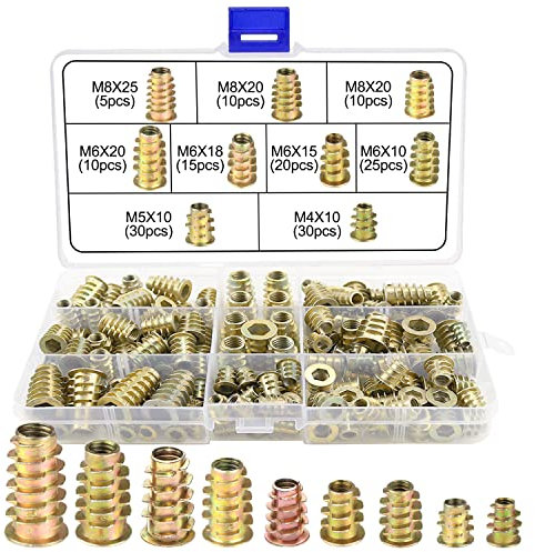 LBING 155STK Gewindeeinsatz Holz Einschraubmuffen Set Einschraubmutter M4 M5 M6 M8