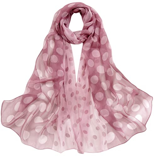 FAIRYGATE Chiffon Schal Seiden Tuch im Punkte Design Hochwertiger Schal für Damen Mädchen Halstuch weicher für Frühjahr Sommer Herbst Winter 20A48