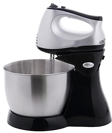 Robot Pâtissier avec Bol De 3 L Robot De Cuisine 5 Vitesse Robot Petrin avec 2X Batteurs, 2X Crochets À Pâte pour La Cuisine Cuisson Gâteau Crème Aux Œufs 300W