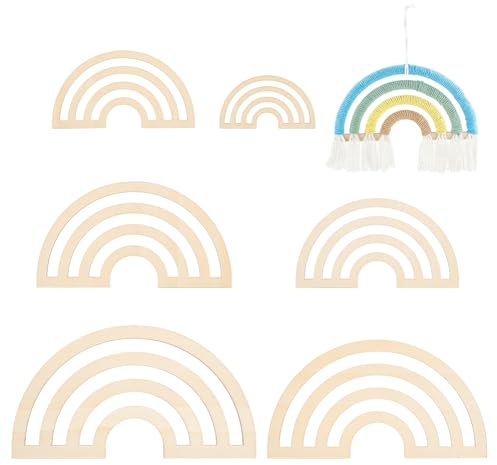 BENECREAT 6 Größen Regenbogen-Makramee-Umriss, Hölzerner Regenbogen-Makramee-Rahmen Kunstrahmen Weben Makramee Für Heimwerker, Basteln, Heimwandbehang, Kranzdekoration, 3.5 mm Dick