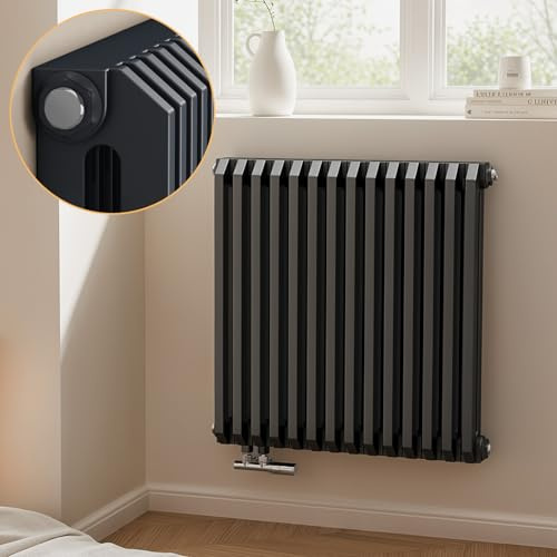 EMKE D-Form Design Heizkörper 600x594 mm, Horizontal Flachheizkörper mit Seitenanschluss, Doppellagig Heizung Anthrazit 969W