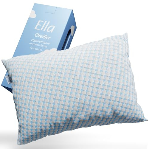 Ella Cuscino Cervicale per Dormire - Cuscino Memory Foam con riempimento regolabile - Cuscini Letto, traspirante, anallergico e antiacaro con rivestimento lavabile - Guanciale Letto 40x60