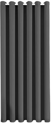 BedLooms Eyelet Blackout Curtains for Bedroom Energy Efficient Grey Curtain Ring Top Thermal Insulated for Living Room 66x84 Inch Curtain 1 Panel with Tie Back
