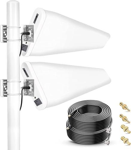 ​​5G/4G LTE Outdoor Antenna Signal Amplifier MIMO Log Periodic 698-3800MHz, 7-12dBi, with 10m Cable, SMA/TS9 Connector, for 5G 4G Router