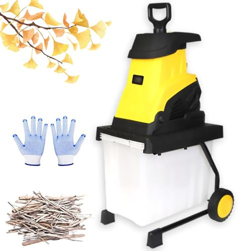 2500W Electric Branch Crusher, Portable Garden Shredder with 45L Collection Box & 20M Power Cord, 4500 RPM Reversible Steel Blades & 45mm Cutting Diameter, Electric Wood Chipper for Outdoor