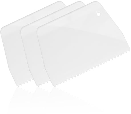 3 Stück Zahnspachtel, Kunststoffspachtel, Kleberspachtel, Epoxidharz Kunststoffkelle, Wiederverwendbarer Leimspachtel, Kunststoff Spachtel mit Zahnung für Fliesenkleber Hartholzböden（Weiß）