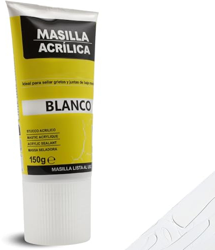 TECHZOCO Weiße Acrylspachtel, ideale Haftung auf saugfähigen Untergründen, trocken und sauber, gebrauchsfertig, Lochfüller, Rohrformat, Weiß, enthält 150 Gramm