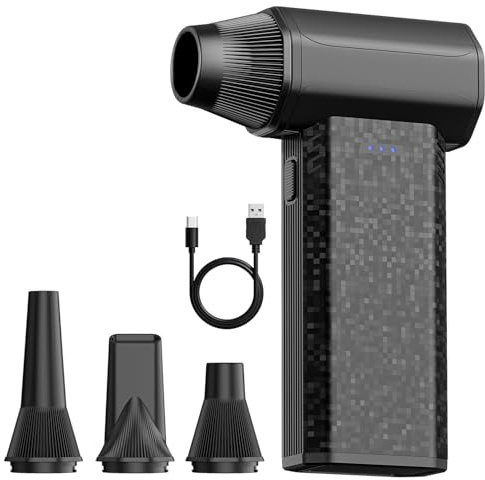 COSANO X113 Soplador de aire eléctrico 110.000 RPM - Plumero de aire recargable 2× 2500mAh, motor de 120W y 3 velocidades ajustables, USB-C, alternativa a las latas de aire comprimido para PC, teclado