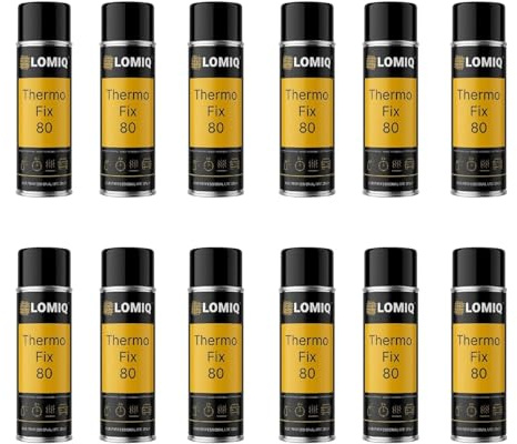 LOMIQ Spraylim THERMOFIX, 12 St, 500 Ml, Universellt Textillim, Starkt Tyglim För Takklädsel, Möbeltyg, Filt, Konstläder, Flexibel Fog, Snabb Vidhäftning Och Avdunstning
