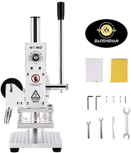 BAOSHISHAN Hot Foil Stamping Machine Leather Embossing Machine Bronzing Machine Manual Leather PVC Paper Logo Stamper Temperature Adjustable