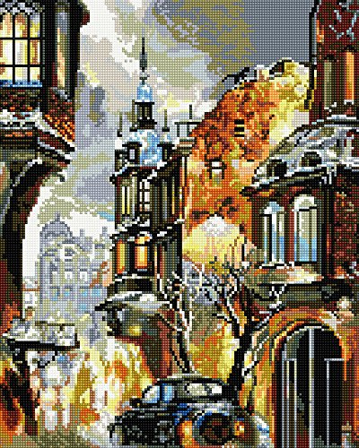 GMMH Diamond Vollbedeckung mit Holzrahmen Painting Set Bild 40 x 50 Diamant Malerei Stickerei Handarbeit Basteln Mosaik Steine Blumen Korb Haus am Bach (GJ1120)
