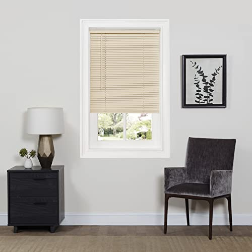 Cordless Room Darkening Mini Blind - 32 Inch Width, 64 Inch Length, 1 Slat Size - Alabaster - Cordless GII Deluxe Sundown Horizontal Windows Blinds for Interior by Achim Home Decor