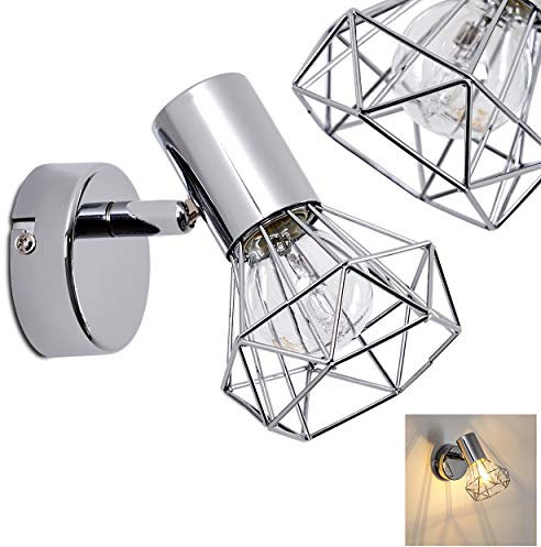 hofstein Aplique Orebro, aplique regulable de metal cromado, 1 luz, 1 x casquillo E14, moderno foco de pared con celosía, sin bombilla(s)